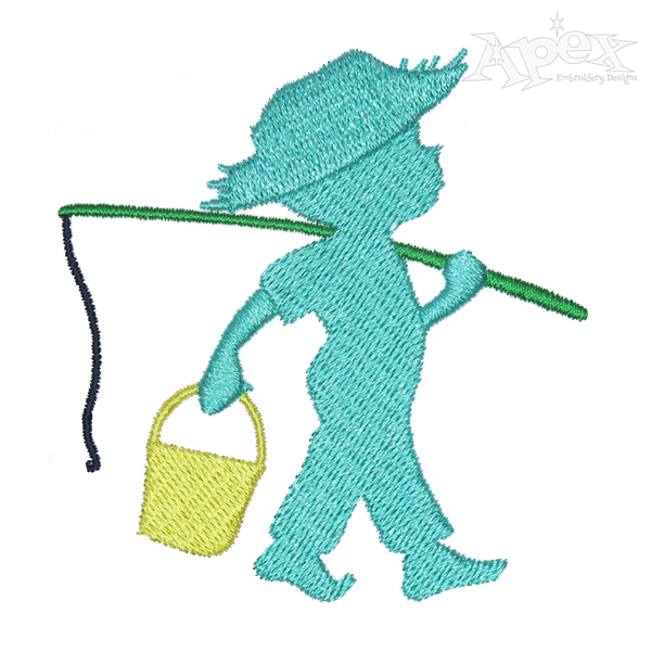 Fishing Boy Embroidery Design