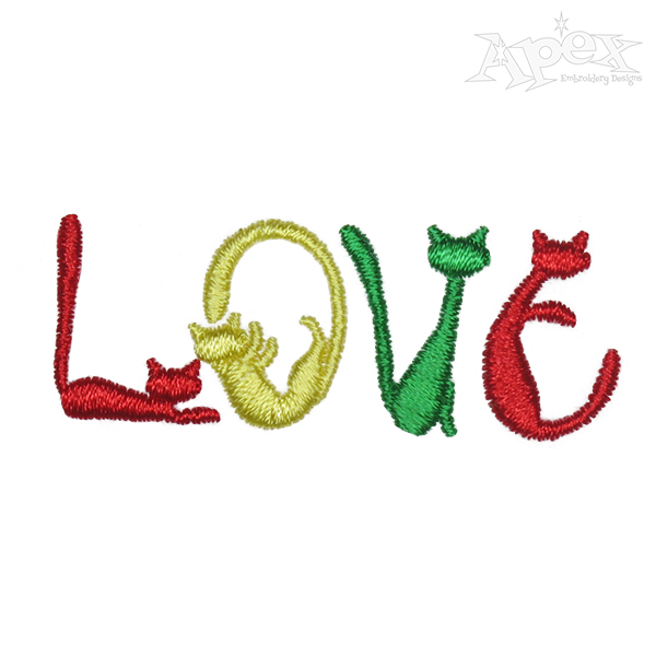 Love Cat Embroidery Design