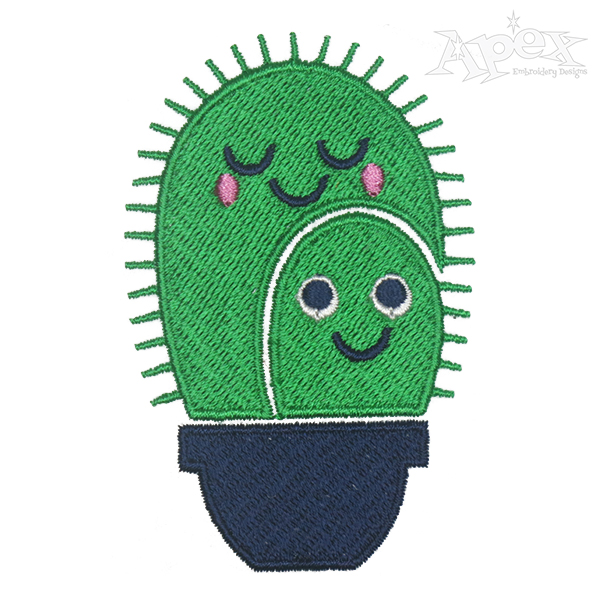 Cute Cactus Embroidery Design
