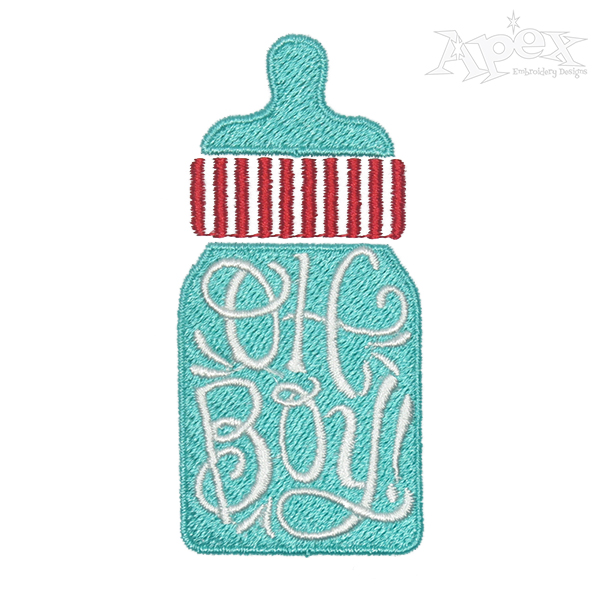 Oh Boy Baby Milk Bottle Embroidery Design