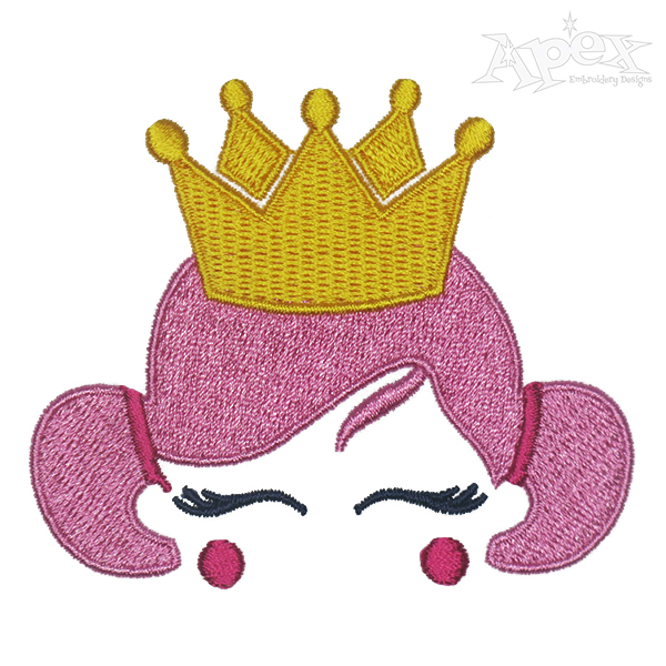Cute Princess Face Embroidery Design