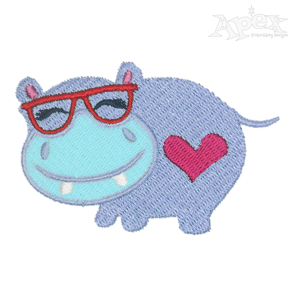 Cute Baby Hippo Embroidery Design