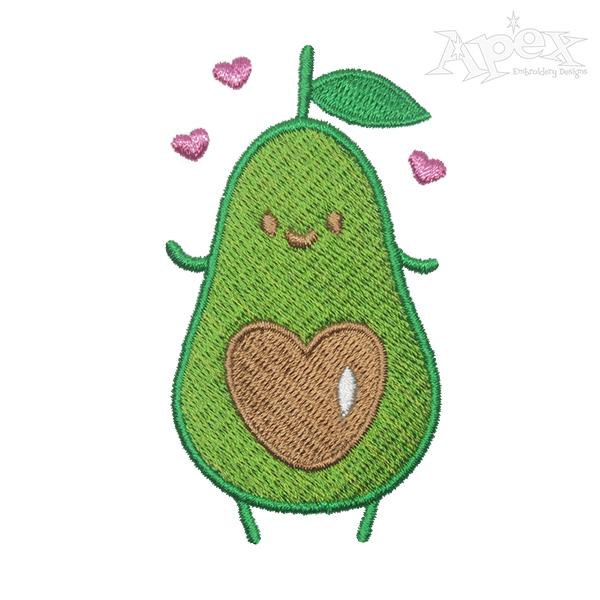 Cute Avocado Embroidery Design
