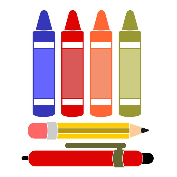 Crayons Pencil Pen Pack SVG Cuttable Design