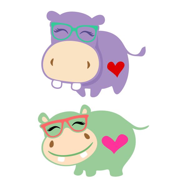 Hippo Hippopotamus wearing Glasses SVG Cuttable Design