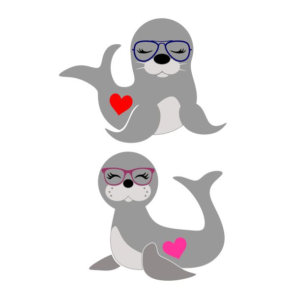 Lovely Seal Wearing Glasses SVG Cuttable Design