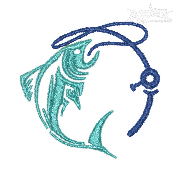 Fishing Rod Embroidery Design