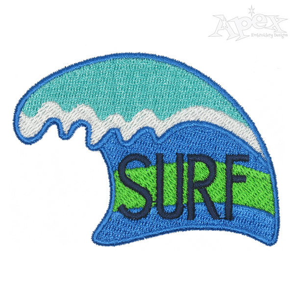 Surf Wave Embroidery Design