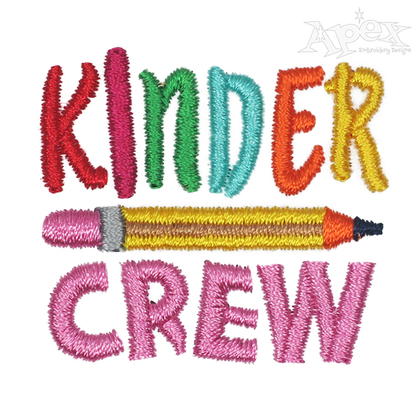 Kinder Pre-K Crew Embroidery Design