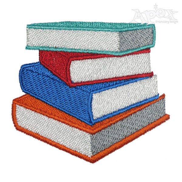 Pile of Books Embroidery Design