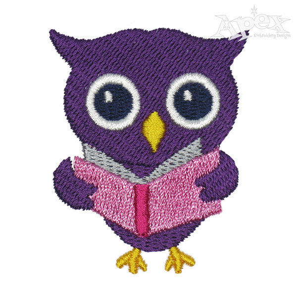 School Owl Embroidery Design
