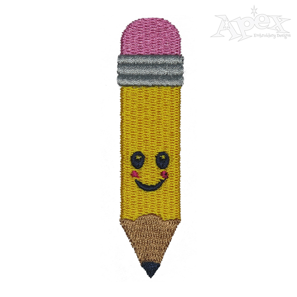 Smiling Pencil Embroidery Design