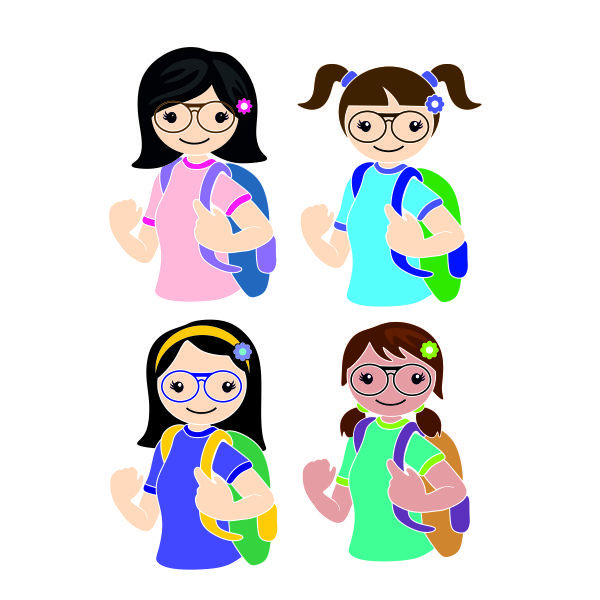 Chibi Students School Girl SVG Cuttable Design