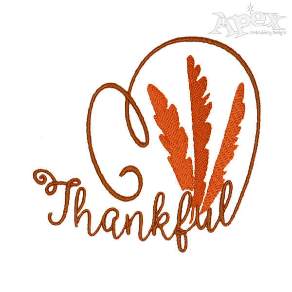 Thankful Feathers Embroidery Design