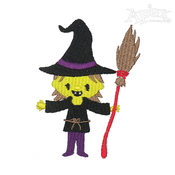 Cute Little Witch Embroidery Design