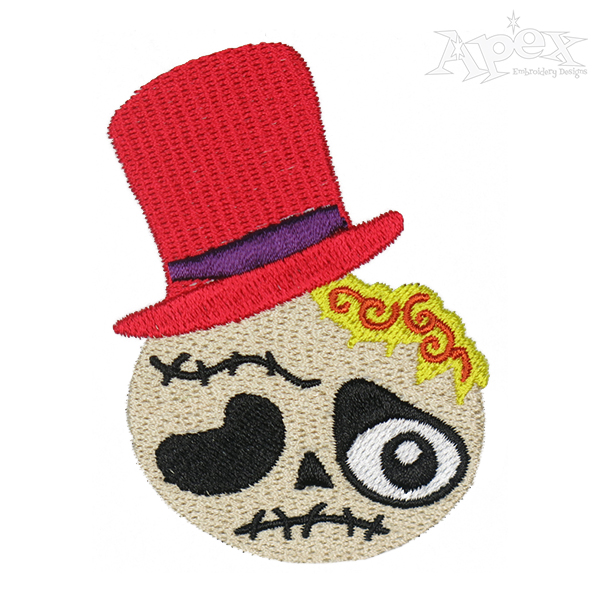 Halloween Broken Skull Embroidery Design