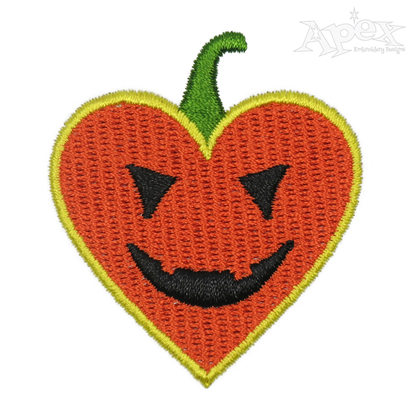 Halloween Pumpkin Heart Embroidery Design