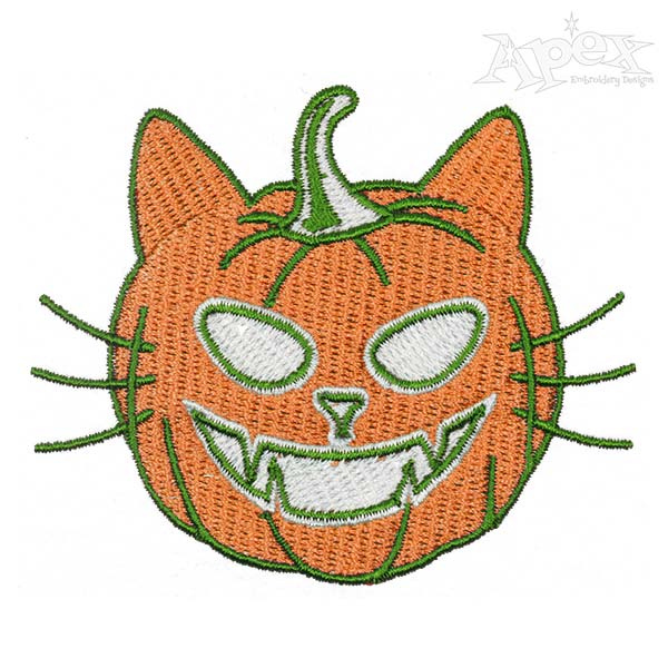 Halloween Pumpkin Cat Embroidery Design