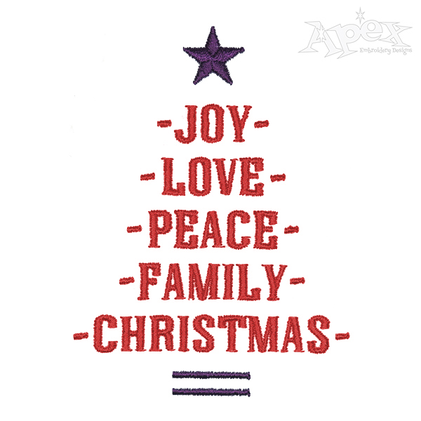 Joy Love Christmas Tree Embroidery Design