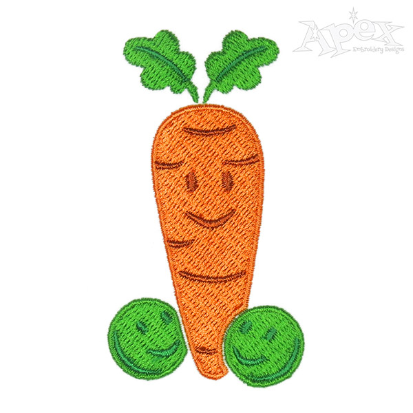 Carrot and Peas Embroidery Design