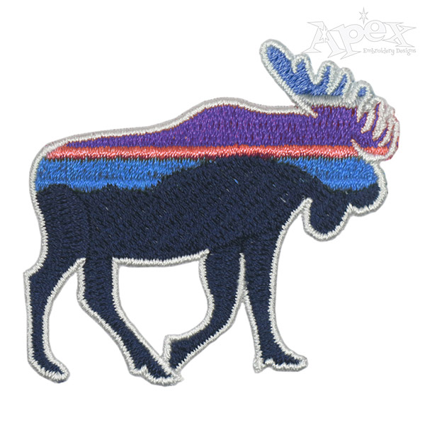 Stripe Moose Silhouette Embroidery Design