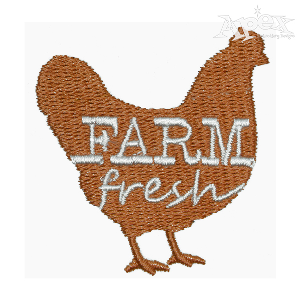 Farm Fresh Chicken Embroidery Design