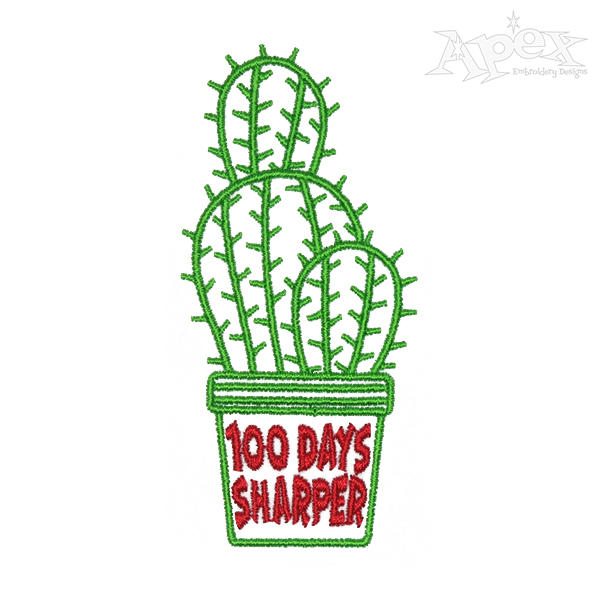 100 Days Sharper Cactus Embroidery Design