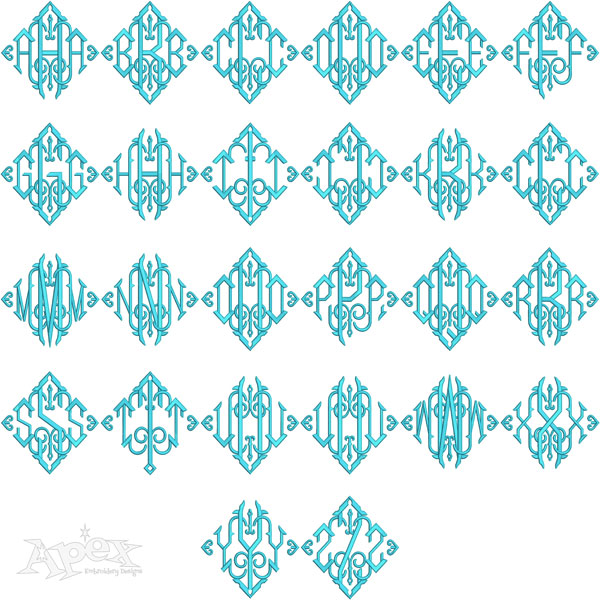 Diamond King Monogram Embroidery Font