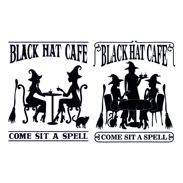 Black Hat Cafe Come Sit a Spell SVG Cuttable Design