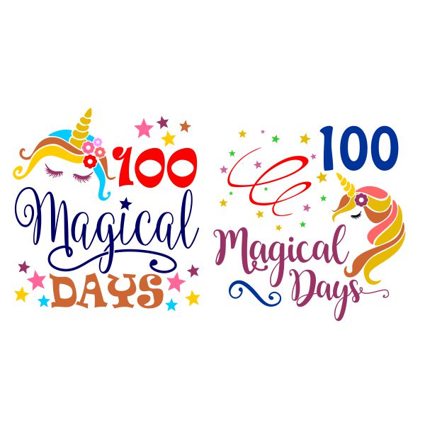 100 Magical Days Unicorn SVG Cuttable Design