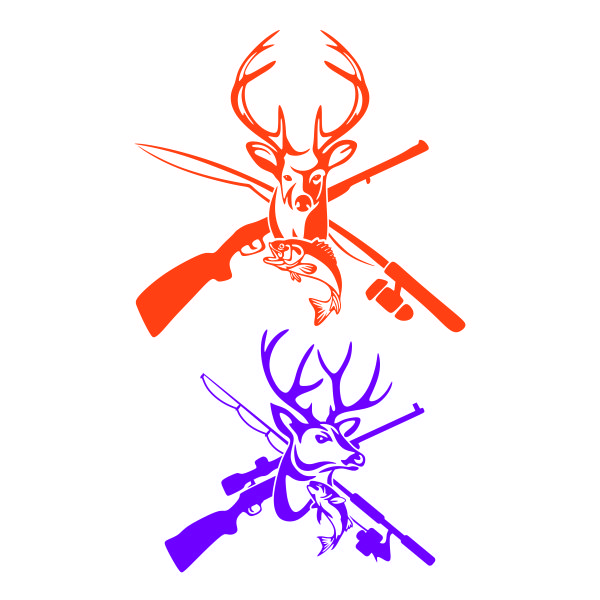 Deer Hunting Rifle and Fish Fishing Rod SVG Cuttable Design