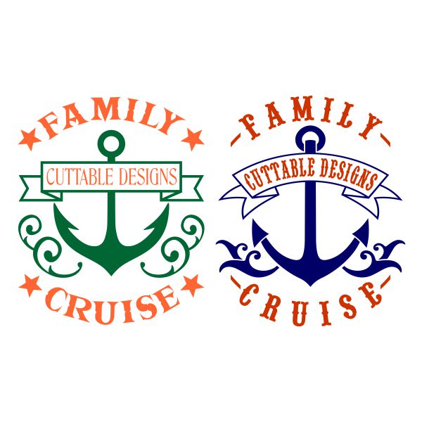 Family Cruise Anchor Banner Frames SVG Cuttable Design