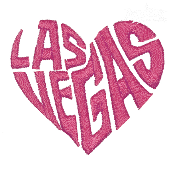 Las Vegas Heart Embroidery Design