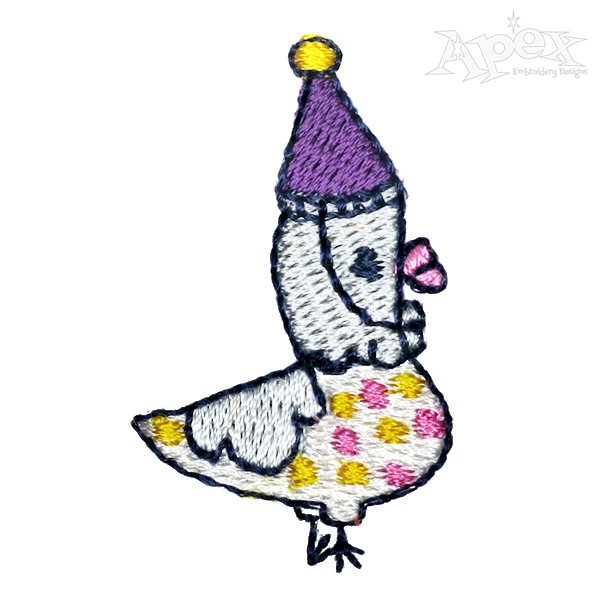 Cute Birthday Duck Embroidery Design