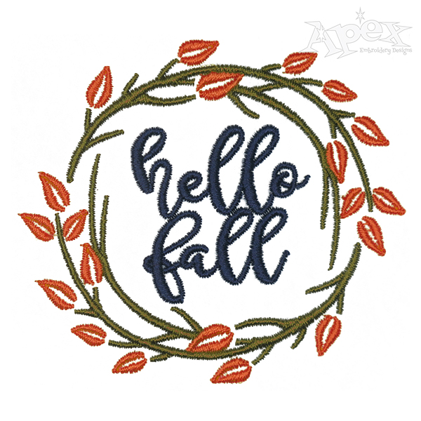 Hello Fall Wreath Embroidery Design