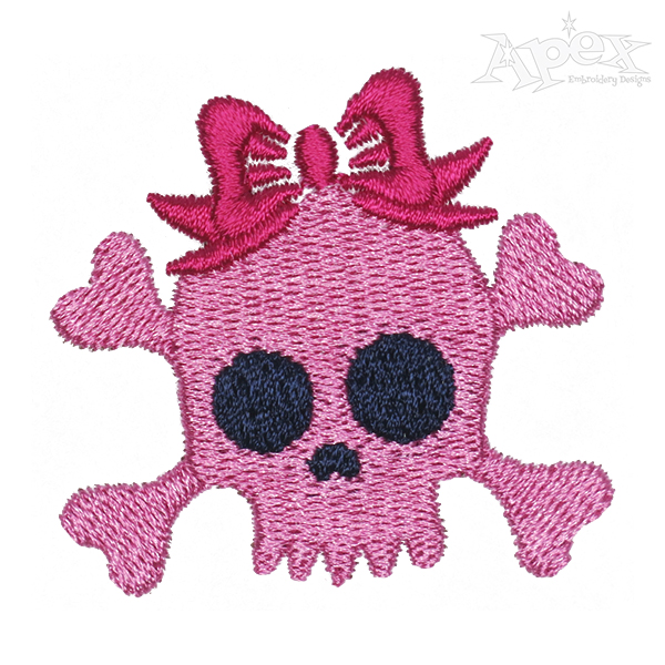 Crossbones Skull Girl Embroidery Design