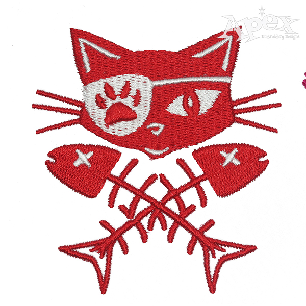 Pirate Cat Embroidery Design