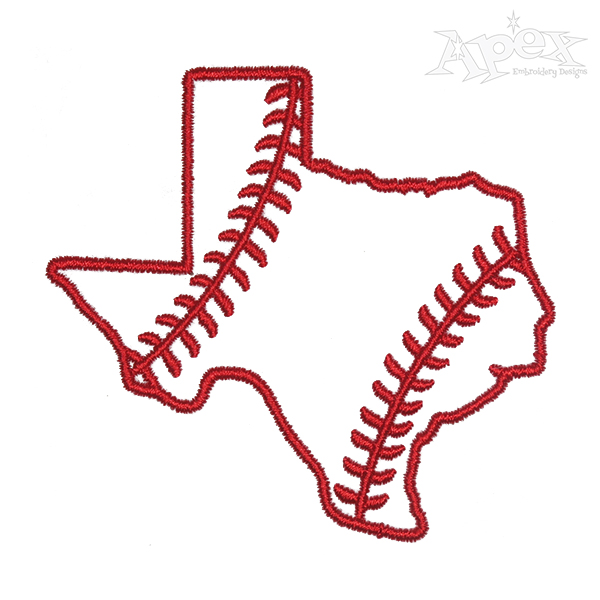 Texas Baseball Embroidery Design