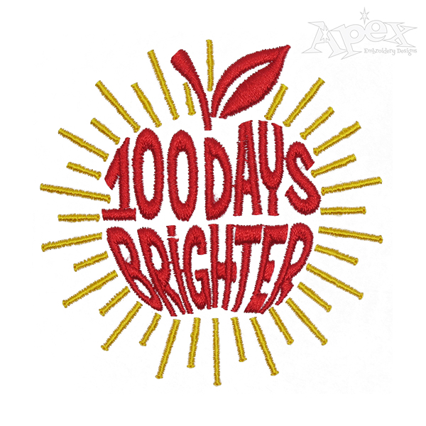 100 Days Brighter Embroidery Design