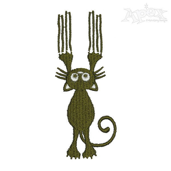 Scratching Cat Embroidery Design