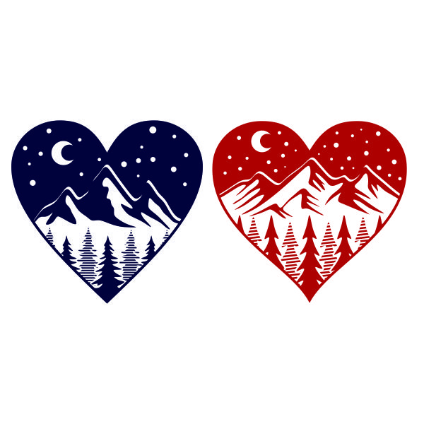 Forest Mountain Heart SVG Cuttable Design