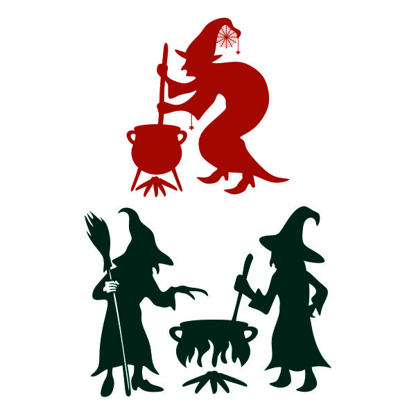 Witch Silhouette Pack SVG Cuttable Design