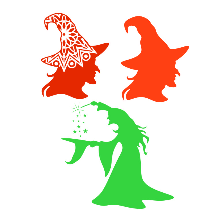 Witch Silhouette Pack SVG Cuttable Design