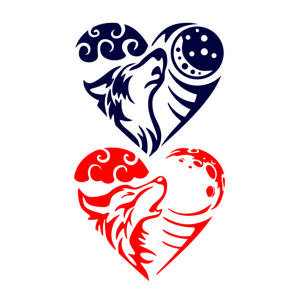 Wolf Moon Heart SVG Cuttable Design