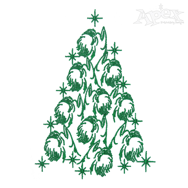Schnauzer Dog Christmas Tree Embroidery Design