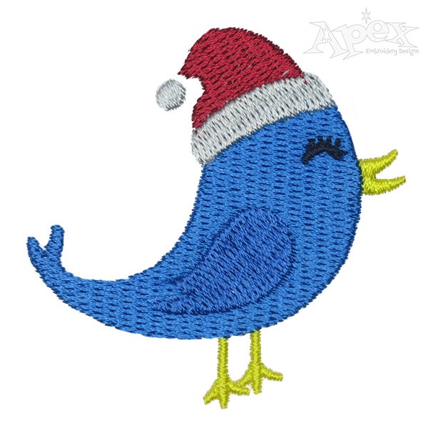 Christmas Santa Hat Bird Embroidery Design
