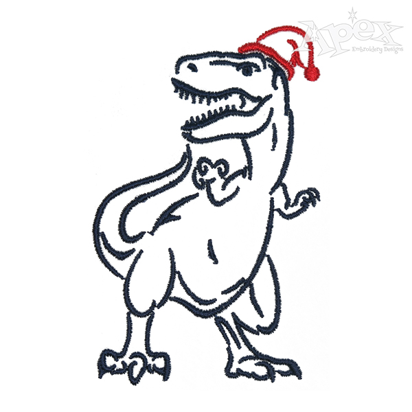 Christmas T-Rex Dinosaur Embroidery Design