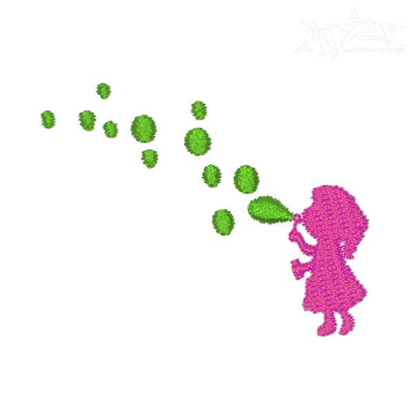 Kid Blowing Bubbles Embroidery Design