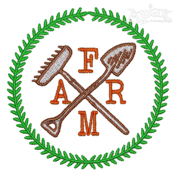Farm Crossed Rake and Shovel Embroidery Designs