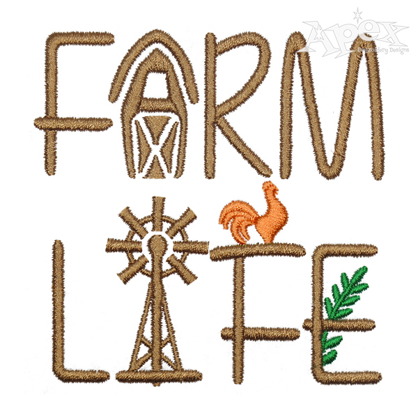 Farm Life Embroidery Design